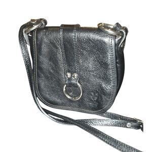 Vera Pelle MadecIn Italy Genuine Leather Black Crossbody Bag, unisex